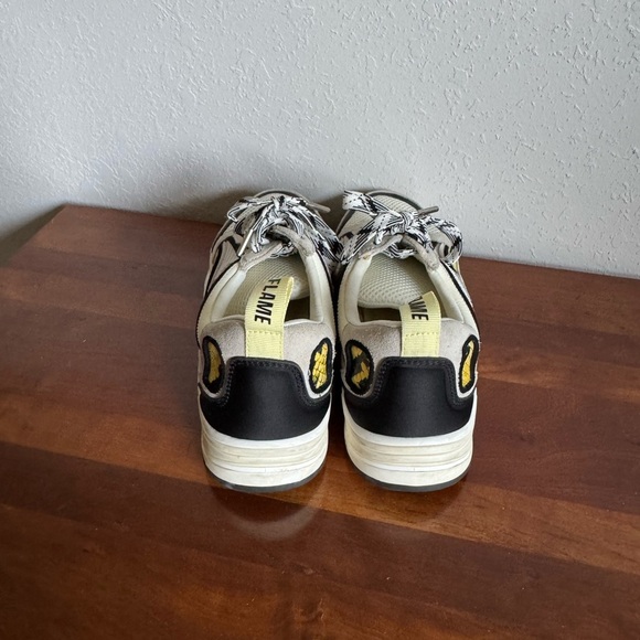 Sandro Cream Gray Yellow Snakeskin Flame Trainer Sneaker Womens 6.5 Fashion - Picture 6 of 8